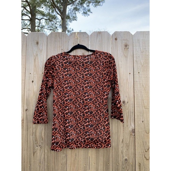 Liz Claiborne Women's Semi-Sheer Long Sleeve Shirt petite medium‎ orange - Picture 5 of 6